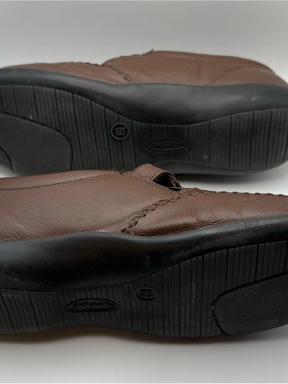 Women’s Brown Slip-On Leather Loafers with Strap